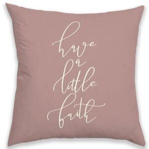 NWT Have a Little Faith 18×18 Pink / Ivory Reversible pillow/Cushion Cover Graph
